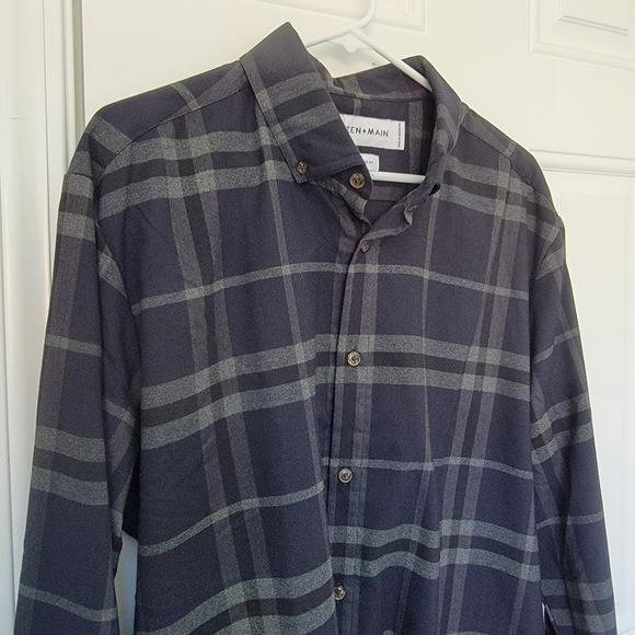 Mizzen + Main Gray Plaid Long Sleeve Button Down No Iron XXL Trim Fit - Picture 2 of 10
